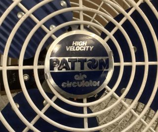 Vtg PATTON High Velocity Air Circulator 19” Fan White W/ Blue Blades TG - 1887 5
