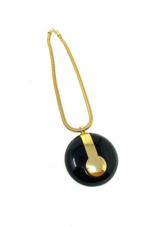 Lanvin Vintage Black Gold Lucite Necklace