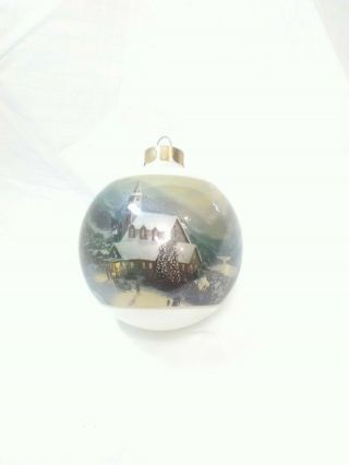 Thomas Kinkade Glass Ball Christmas Ornament Moonlight Village1995