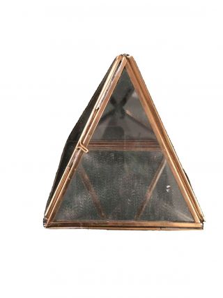 Small Brass & Glass Pyramid Display / Curio Case
