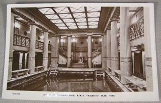 Rms Majestic Interior Real Photo Postcard 1st Class Swimming Pool Rppc Vintage