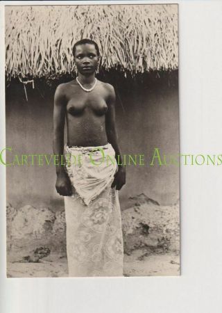 Old Postcard Congo Belge Photo Of A Semi Nude Servant Girl Homemade
