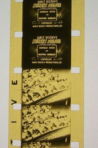Donald Duck In Busting Bubbles B & W 16mm Film On Reel 3