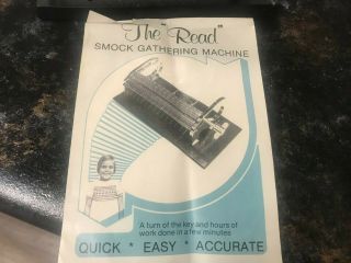 Vintage Read Pleaters Smocking Gathering Pleater Machine,  16 Needles,  Smock 5