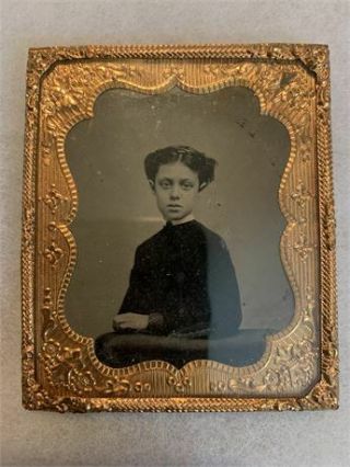 Antique Daguerreotype Photo Of A Young Girl 3” X 2 3/4”