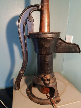 ANTIQUE WATER WELL PUMP Cast Iron CONVERTED TO LAMP,  repurposed salvaged 3