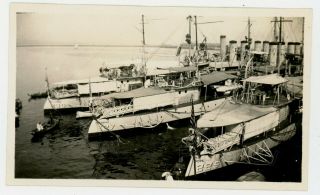 Vintage Photograph China 1923 Chefoo Breakwater Us Navy Ships Sharp Photo Yantai