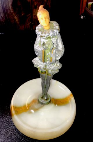 Antique Jb Hirsch Art Deco Applauding Lady Statue With Marble Base