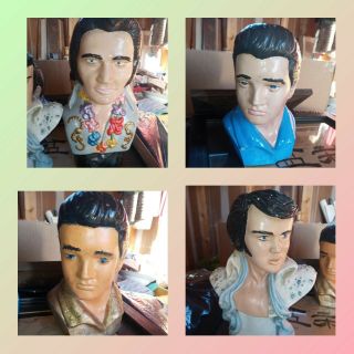 4 Antique/vintage Elvis Presley Head Busts,  Porcelain, .
