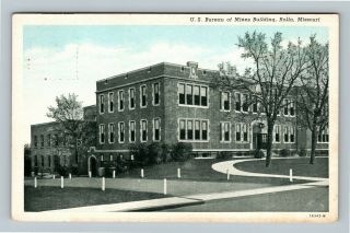 Rolla Mo,  U.  S.  Bureau Of Mines Building Blue Sky Vintage Missouri C1940 Postcard