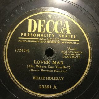 Billie Holiday On Decca 23392 - Lover Man,  That Ole Devil Called Love - Vg