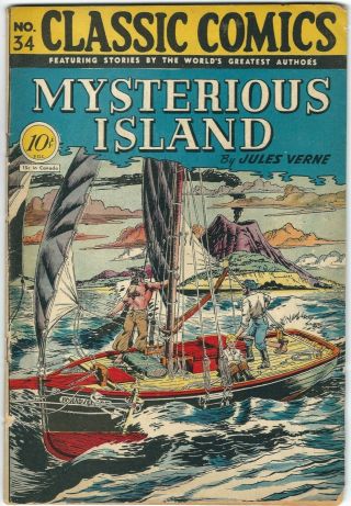 Classics Illustrated 34 Mysterious Island Hrn35 - 1st Edition