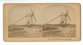 Stereoview Of Old Wind Mill In Nantucket Built In 1746