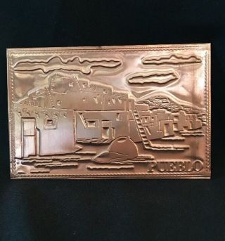 Vintage Copper Postcard Pueblo Design Kopper Kard Co