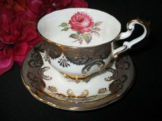 Cup Saucer Paragon Antique Rose By Reg Johnson Floating Rose Fossil Gray & Gold