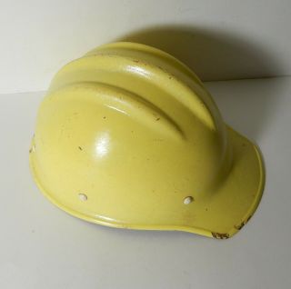Vintage Yellow Fiberglass Hard Boiled Bullard 502 Hard Hat Ironworker