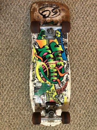 1986 Vintage Santa Cruz Jeff Kendall Graffiti Silver Skateboard