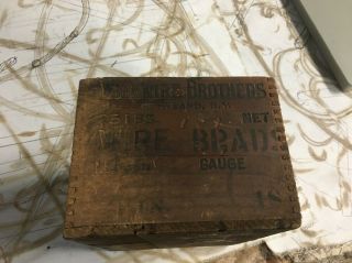 Vintage Wire Brads Steel Co Wood Crate Dovetail Box Cortland,  Ny Industrial