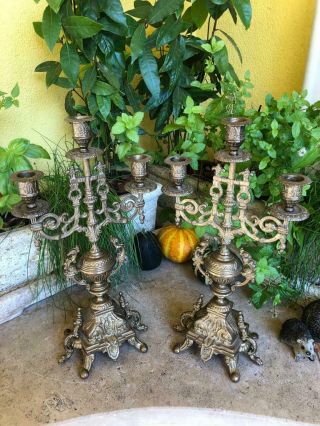 Antique Large French Bronze Candlesticks