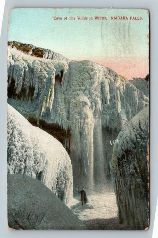 Niagara Falls Ny,  Cave Of The Winds Winter Scene Vintage York C1909 Postcard