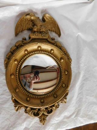 Vintage Convex Porthole American Eagle 13 Ball Wood Mirror Federal Syroco Wooden