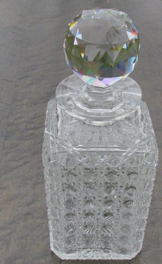Antique - English Georgian Hobnail - Crystal Cut Glass Square Decanter -