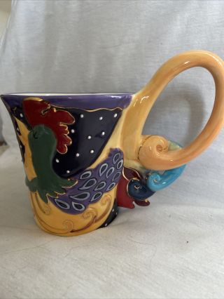 Blue Sky Clayworks Ceramic Funky Rooster Coffee Mug Cup Heather Goldminc