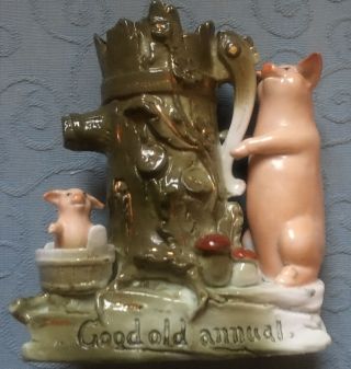 Antique Fairing Porcelain Pigs Good Old Annual Imprinted Made In Germany