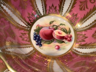 Vintage Paragon ORCHARD FRUIT Pink & gold footed Cup & Saucer Set 3