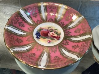Vintage Paragon ORCHARD FRUIT Pink & gold footed Cup & Saucer Set 4
