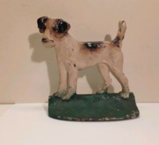 Antique Fox Terrier Dog Cast Iron Bookend Hubley Circa 1930 