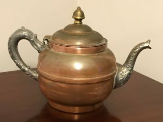 Antique Copper Tea Kettle With Side Handle,  Rochester Stamping