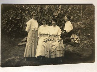 Vintage Real Photo Postcard Rppc Group Of Young Women Fashion