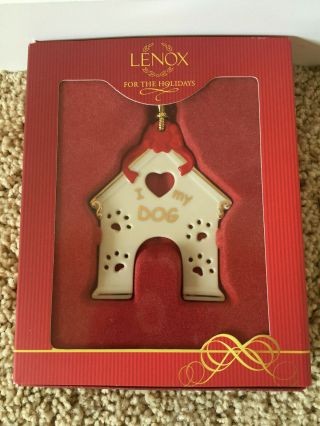 Lenox " I Love My Dog " Doghouse Christmas Ornament