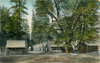 Yosemite California Ahwahnee Tents Road Of A Thousand Warriors Old Postcard View