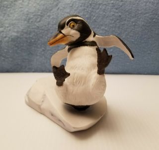 Franklin 1985 Hand Painted Bisque Porcelain Penguin " Whoops " Figurine