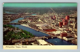 Aerial View,  Hillsborough River Convention Center Tampa Florida Vintage Postcard