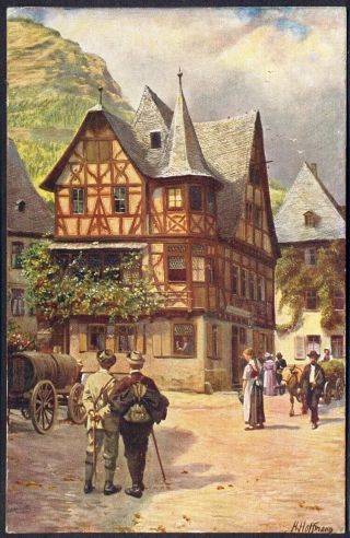 The Old House,  Bacharach,  Germany.  Vintage Art Postcard By H Hoffman.  Post