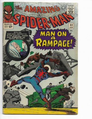 Spider - Man 32 - Vg - 3.  5 - Doctor Octopus - Curt Conners (1966)