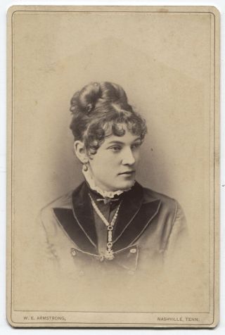 Cabinet Card Portrait Of Woman With Fine Updo And Lovely Dress.  Nashville,  Tenn.