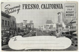 1940 Pictorial Souvenir Folder Fresno California 15 Vintage B/w Scenes.  History