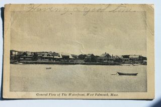 Old Postcard General View Of The Waterfront,  West Falmouth,  Ma 1932