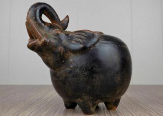 Vintage Elephant Glazed Pottery Lime Jar Cambodia Khmer Wat Angkor Style Se Asia