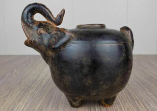Vintage Elephant glazed pottery lime jar Cambodia Khmer Wat Angkor style SE asia 5