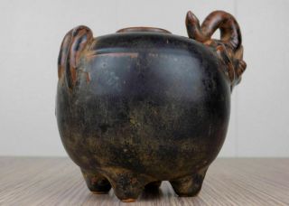 Vintage Elephant glazed pottery lime jar Cambodia Khmer Wat Angkor style SE asia 6