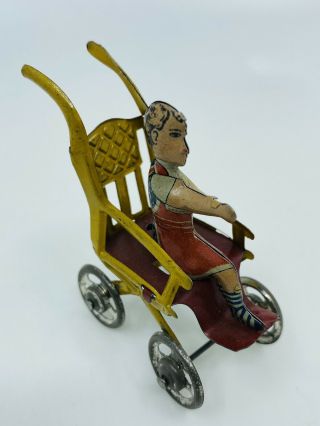 Vintage Rare Distler Meier Baby Fischer Carriage Stroller Tin German Child Toy