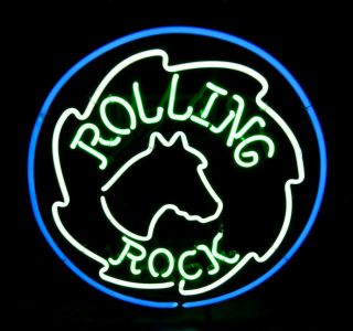 Vintage Rolling Rock Horse Head Beer Neon Sign Horse Head 19 X 19 " -