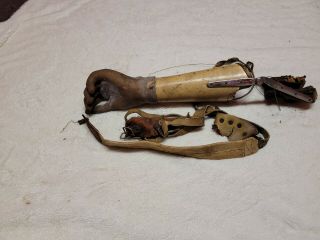 Rare Vintage Leather Prosthetic Arm Steel Braces W/ Hand Straps Old