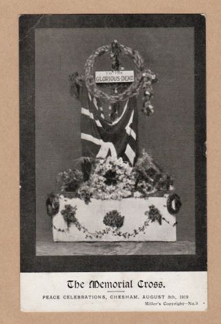 Ww1 Old Card Chesham Memorial Cross Peace Celebrations 1919 Amersham