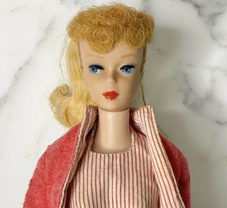 Vintage 1960s Blonde Ponytail Barbie 6 In Busy Gal Outfit 981